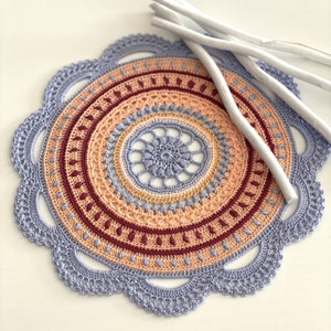 Mandala 9, Colorful crochet mandala doily, Scandinavian crochet centerpiece, Autumn home decoration, Provencal sideboard protection