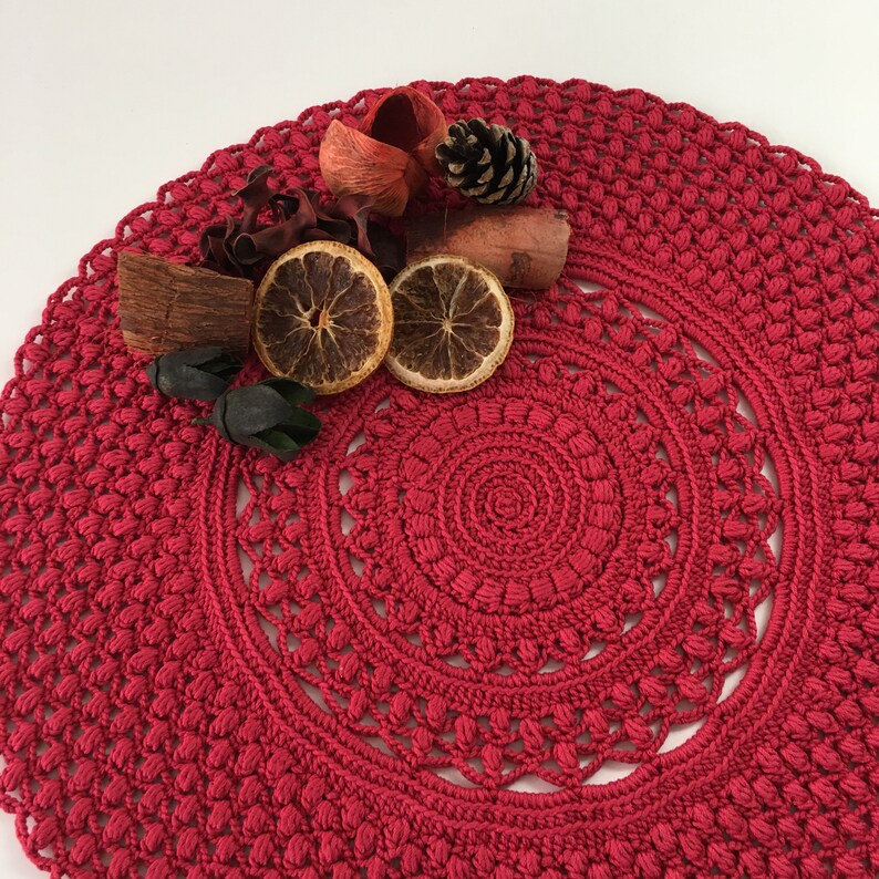 Modern Crochet Doily Round Table Topper To Decor 13 Inch Colored Runner Made In Italy Gift For Mom Sister Friend