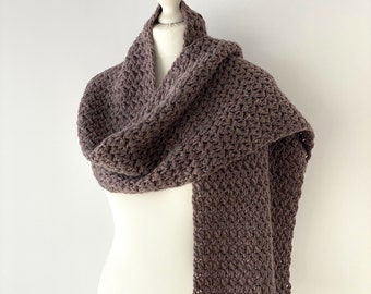 Crochet scarf shawl for women, Handmade crochet scarf for winter, Shawl blanket wrap, Rectangular shawl, Shawl for grandma, Fall accessories