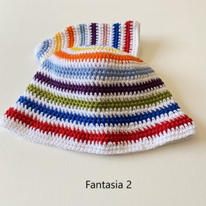 Crochet fisherman hat, Model Portofino, Colorful young cotton cloche, Handmade women hat, Teenager summer accessories, Gift for friend Fantasia 2