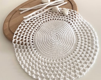 Large modern crochet doily for sale, Round table topper, Placemat, Kitchen accessories, New home ornament, Living room decor coffee table