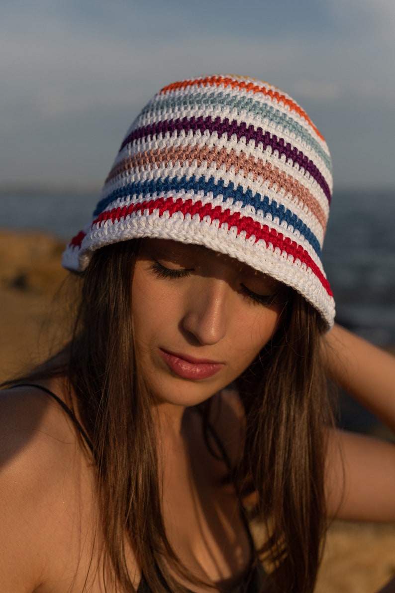 Crochet fisherman hat, Model Portofino, Colorful young cotton cloche, Handmade women hat, Teenager summer accessories, Gift for friend image 3