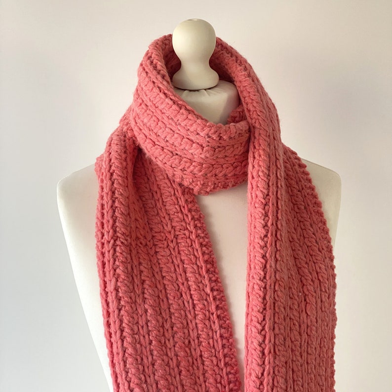 knitted scarf women handmade, Handmade braided scarf, Alpaca peach pink wool scarf, Handmade gifts for girlfriend, Christmas present for mom image 5