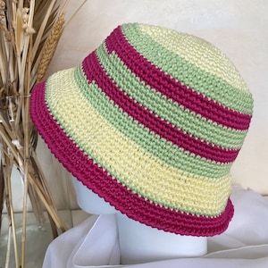 Women's crochet hat, Summer bucket hat cotton, Fisherman hat made in Italy, Spring hat kids, Floppy beach hat, Sea accessories Size M 21 image 2