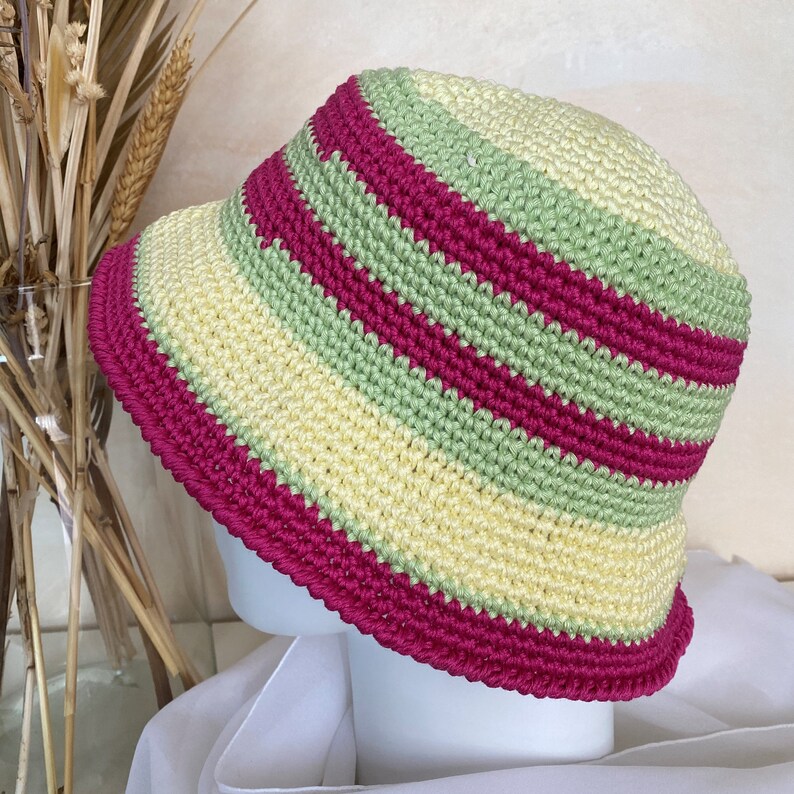 Women's crochet hat, Summer bucket hat cotton, Fisherman hat made in Italy, Spring hat kids, Floppy beach hat, Sea accessories Size M 21 image 2