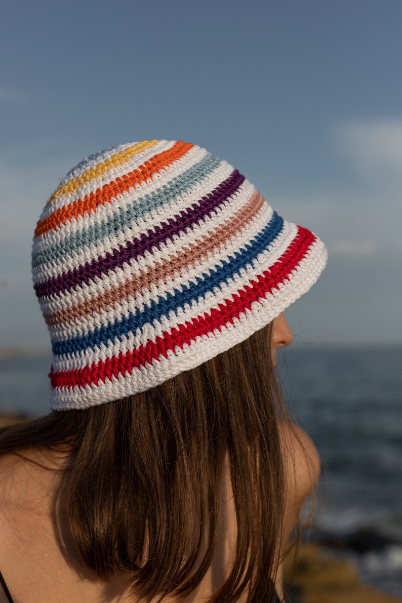 Crochet fisherman hat, Model Portofino, Colorful young cotton cloche, Handmade women hat, Teenager summer accessories, Gift for friend image 5