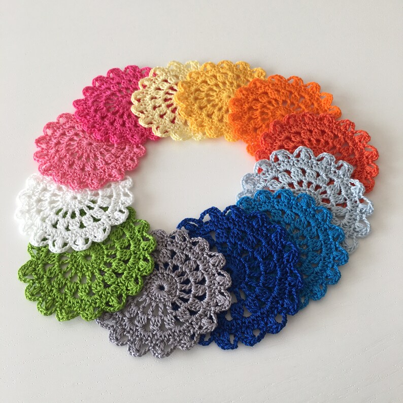 Crochet assorted color doilies Set of 12 Crochet flower Etsy
