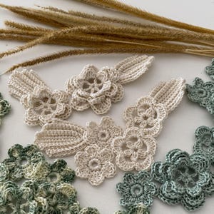 LOL 11, 10 fiori foglie uncinetto pizzo irlandese, Decorazioni ghirlande autunno, Applicazioni per tessuti, Fai da Te, Scrapbooking shabby