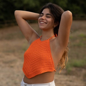 Colorful woman crochet top, Young summer fashion, Handmade bright color crop top, Fashion accessories for beach holidays and disco evenings image 7