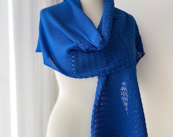 Knitted shawl in blu navy cotton for sale, Ceremony shawl for women, Shawl wrap summer for travel, Spring formal accessories for women