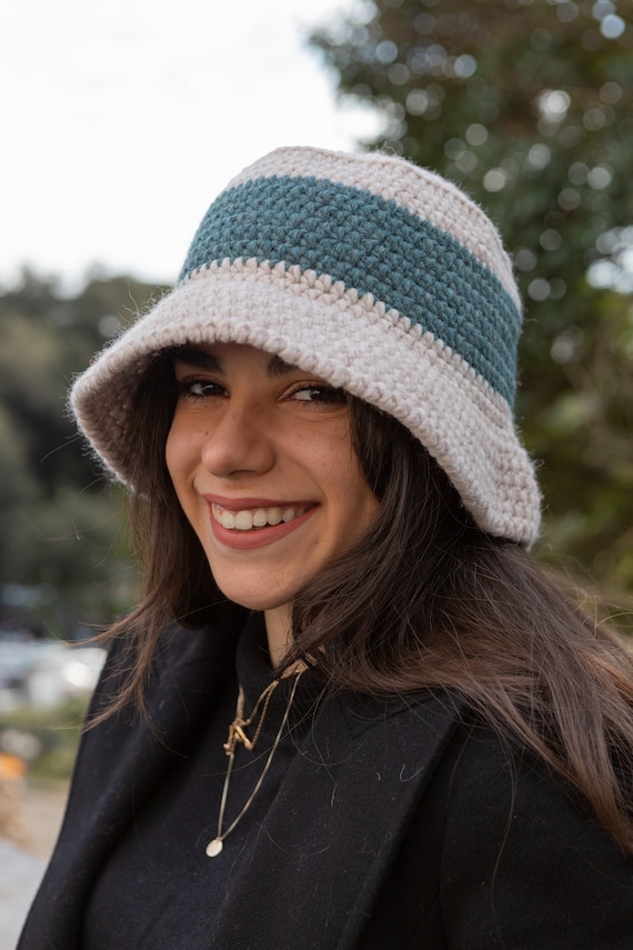 Cappello pescatore in lana uncinetto, Cappello donna invernale