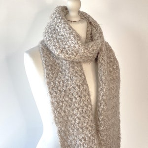 Crochet scarf with chunky wool, Men&#39;s wool scarf, Long women&#39;s winter scarf, Winter wrap scarf, Christmas gift idea