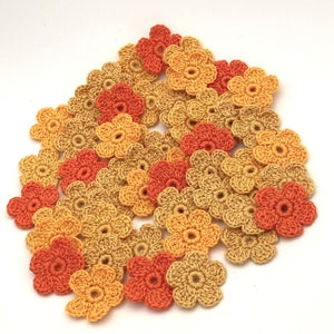 ANGIE, Fiori uncinetto piccoli colori misti, Set 50 pezzi, Kit hobby,  Decorazioni Fai da Te, Abbellimenti, Toppe fiori copertine, KIT 3