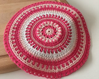Round colorful crochet doily, Mandala crochet, Handmade doily, Table doily, Doilies for sale, Home decoration for living room,