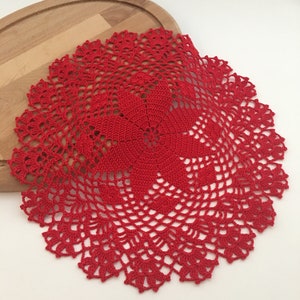 Art 42, Christmas crochet doily, Crochet centerpiece, Handmade round doily, Living room table decoration, Home gift idea