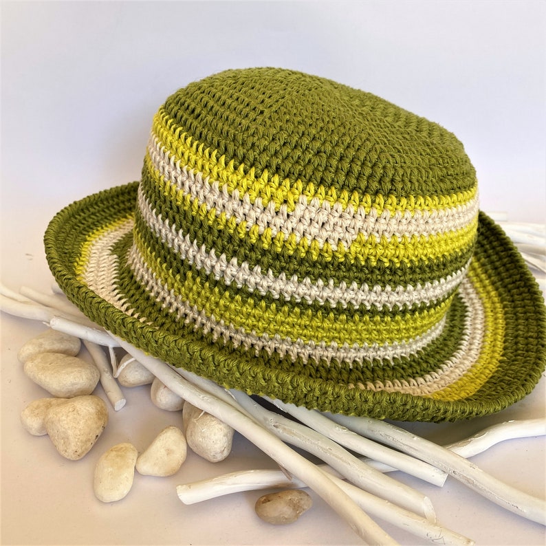 Green bucket hat large, Bucket hat ladies, Bucket hat for women, Bucket hat summer, Fisherman hat friend, Crochet bucket hat men, SORRENTO 6 image 5