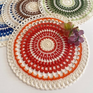 Mandala 34, Elegant colorful round crochet doily, Placemat, Placemat, Tray cover, Table protector, Home gift items