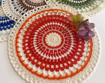 Round crochet doily, Mandala doily, Handmade colorful doily, Decorative accessories table living room, Round table topper, Kitchen doily