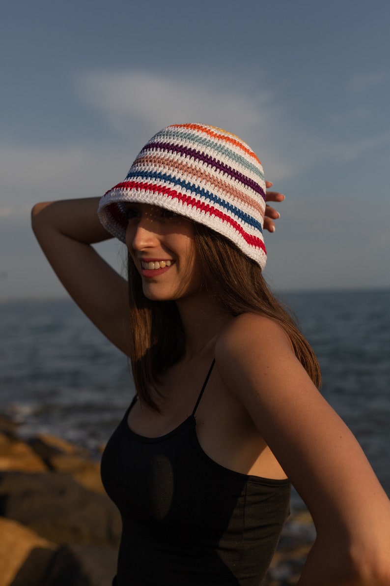 Crochet fisherman hat, Model Portofino, Colorful young cotton cloche, Handmade women hat, Teenager summer accessories, Gift for friend image 6