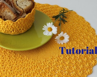 Mimosa  crochet doily, English tutorial, Do it yourself, Crochet placemat, Christmas table topper, Craft DIY, Beginners crochet patterns