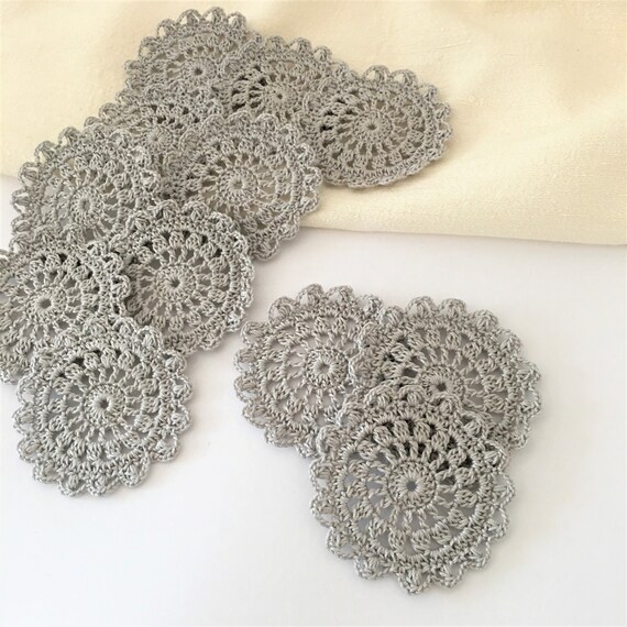 Mini Centrini Per Bomboniere Acchiappasogni In Cotone Grigio Etsy