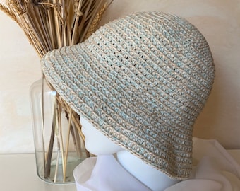 Cotton hat men, Crochet hat for women summer, Bucket hat, Fisherman hat, Melange, Trendy accessories women made in Italy , Size XL