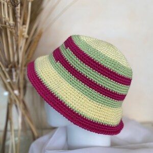 Women's crochet hat, Summer bucket hat cotton, Fisherman hat made in Italy, Spring hat kids, Floppy beach hat, Sea accessories Size M 21 image 3