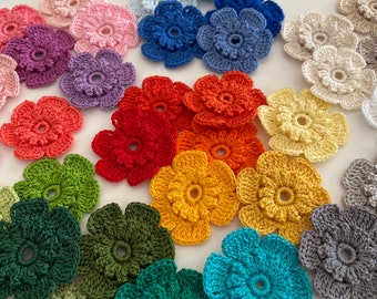 Embellishment for headband, FLO, Decoration for baby dresses, Crochet flower applique for crafts, Crochet patches, Junk journal decor