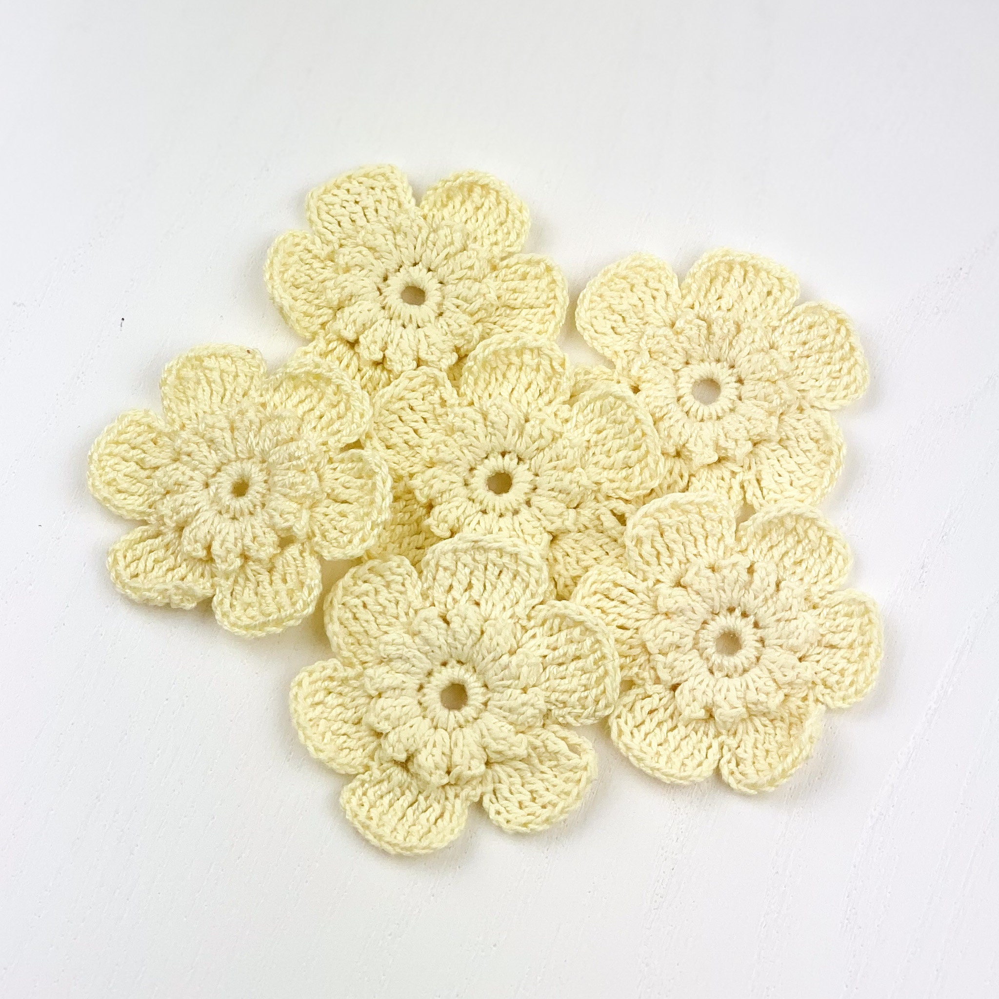 Light yellow crochet flowers appliques for DIY craft project Etsy