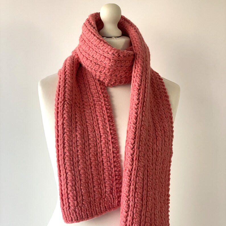 knitted scarf women handmade, Handmade braided scarf, Alpaca peach pink wool scarf, Handmade gifts for girlfriend, Christmas present for mom image 2