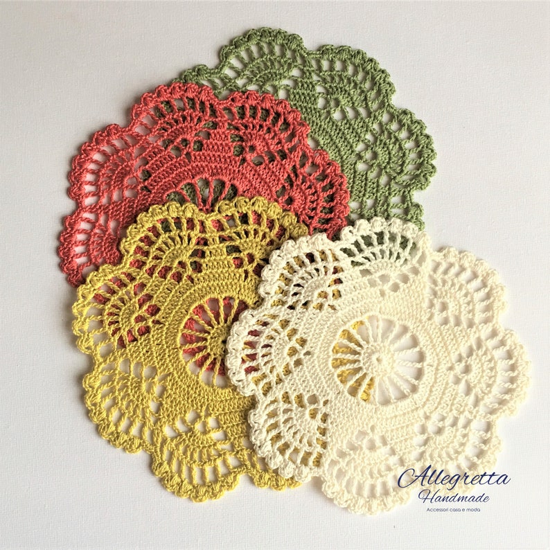 Colored handmade crochet doily for sale Olive green home Etsy