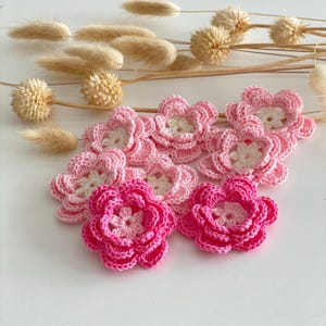 LOL 1, Fiore uncinetto irlandese, Fiore 3d bicolore, Fiore tridimensionale per spille, Applicazioni da cucire, Decorazioni per bambine
