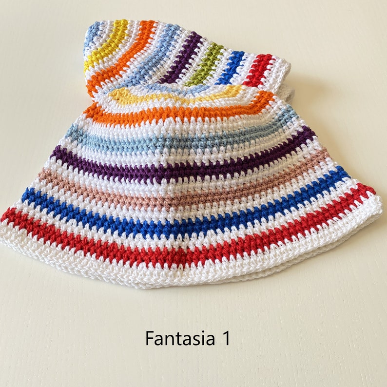Crochet fisherman hat, Model Portofino, Colorful young cotton cloche, Handmade women hat, Teenager summer accessories, Gift for friend Fantasia 1