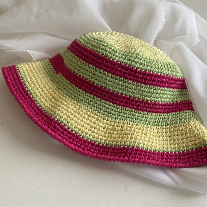 Women's crochet hat, Summer bucket hat cotton, Fisherman hat made in Italy, Spring hat kids, Floppy beach hat, Sea accessories Size M 21 image 5