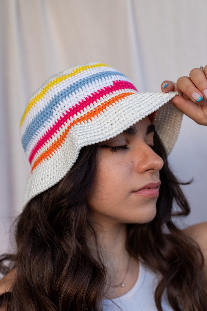 Bucket hat women, Crochet cotton hat, One of a kind, Trendy summer accessories for women, Washable hat, Fashion gift ideas for mom, SORRENTO image 2