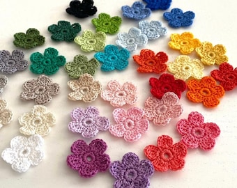 FLO 3, Fleurs au crochet, Fleurs pour faveurs de mariage, Applications au crochet pour couvertures pour bébé, Fleurs colorées, Fleurs au crochet pour colliers