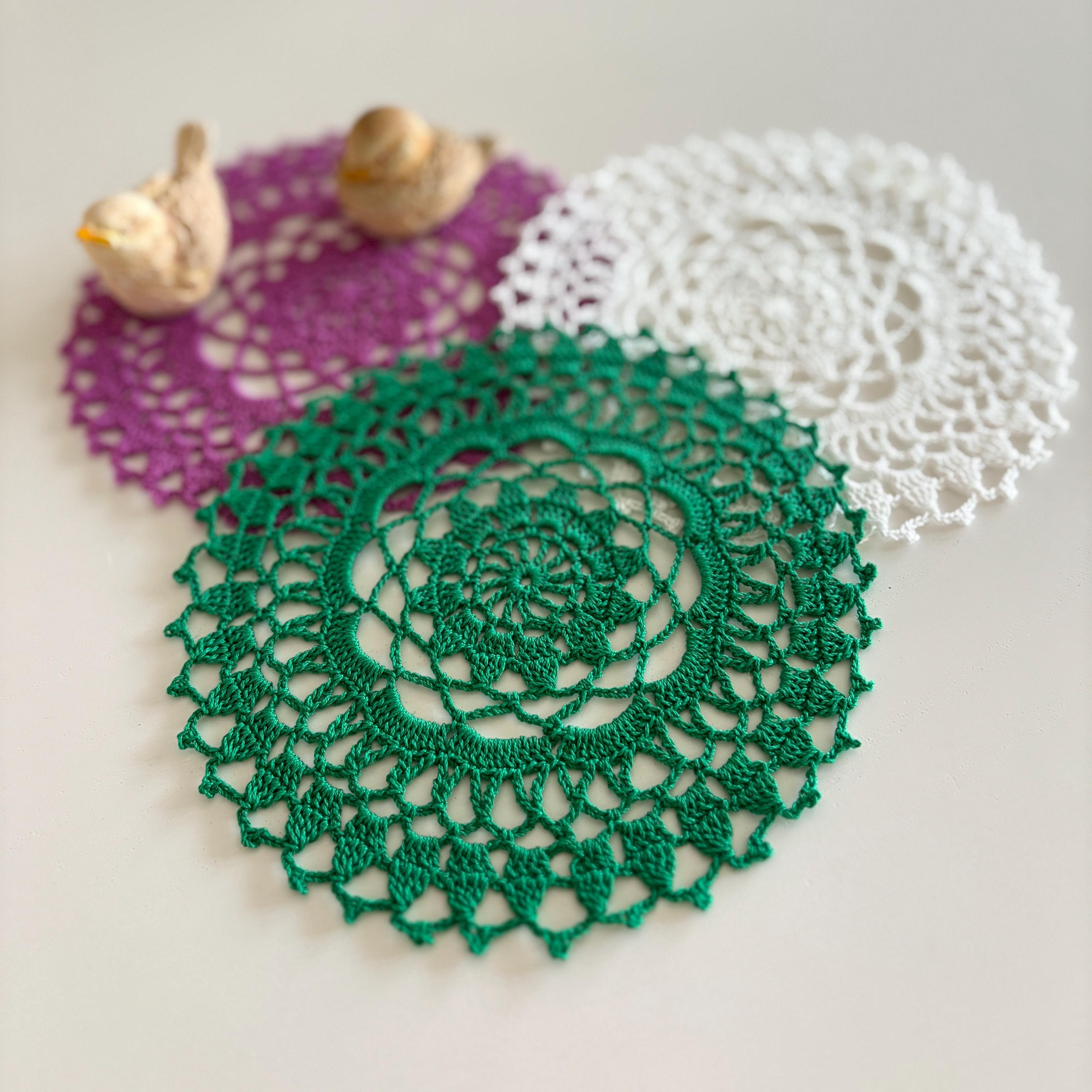 Yizunnu Centrini All'Uncinetto Fatte A Mano - Tovagliette Rotonde Vintage In Cotone, Diametro 60cm (Bianco) - Foto 6