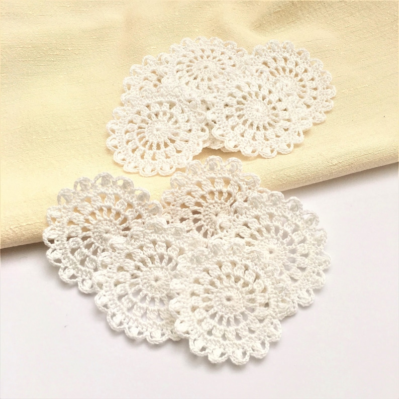 10 Crochet Flowers Handmade Beige Appliques Embellishment 2.5 cm free ship