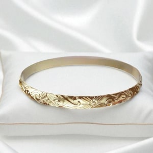 8mm Gold Hawaiian Bangle Bracelet - Hawaiian Jewelry - Beach Jewelry - Gold Bracelet - Gifts for her - Made in Hawaii
