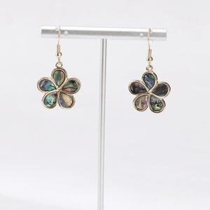 Gold Plumeria Abalone Shell earrings - Abalone Shell earrings - Dangle Earrings - Shell Earrings - Made in Hawaii