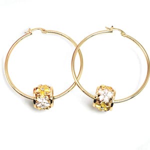 Gold Hawaiian Tri-color Plumeria Hoop Earrings - Hawaiian Earrings - Flower Earrings - Made in Hawaii - Gift for Her - Gold Hoops