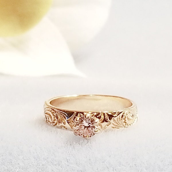 14kt Gold Plated Hawaiian Heirloom CZ Ring - Hawaiian Ring - Promise Ring - Hawaiian Band - Gifts for Her