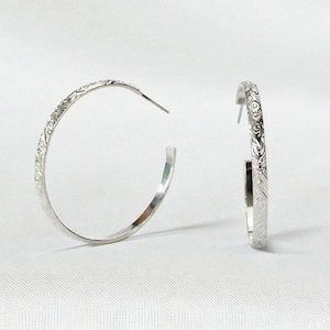 Hawaiian Silver Hoop Earrings - Hawaiian Earrings - Dangle Earrings - Everyday Earrings - Made in Hawaii - Gift for Her