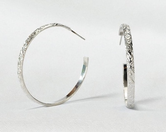 Hawaiian Silver Hoop Earrings - Hawaiian Earrings - Dangle Earrings - Everyday Earrings - Made in Hawaii - Gift for Her