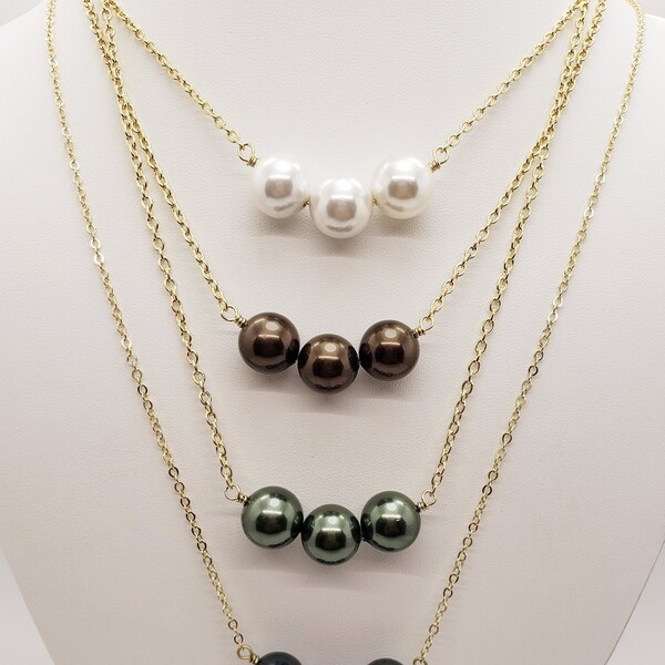Triple Strand Pearl Etsy