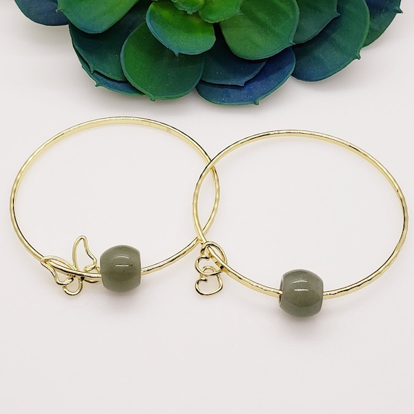 Green Jade Bracelets - Charm Bracelet - Stacking Bracelets - Hawaii Jewelry