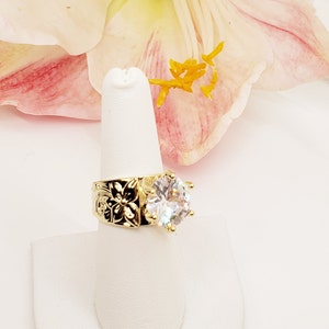 12mm Hawaiian French Mound CZ Ring - Hawaiian ring - Gold Ring - Heirloom Jewelry - gifts for her - Gold band