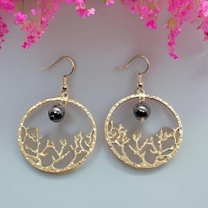 Coral Hoop earrings - Hawaiian Earrings - Dangle Earrings - Made in Hawaii - Gift for Her - Floral Jewelry