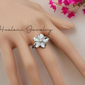 Plumeria Cubic Zirconia Band Ring - Hawaiian ring - Silver Ring - Floral Jewelry - gifts for her - Gold band