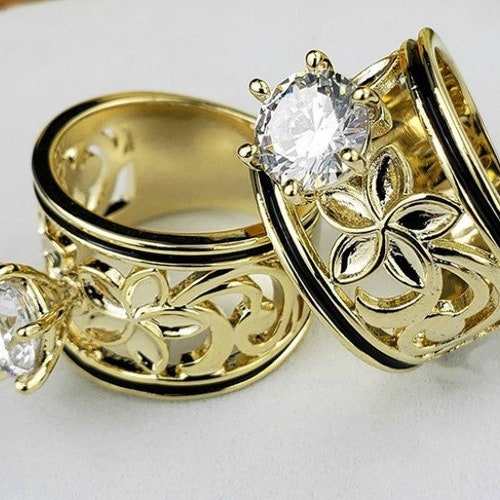 14kt Gold Plated Hawaiian Heirloom CZ Ring Hawaiian Ring - Etsy